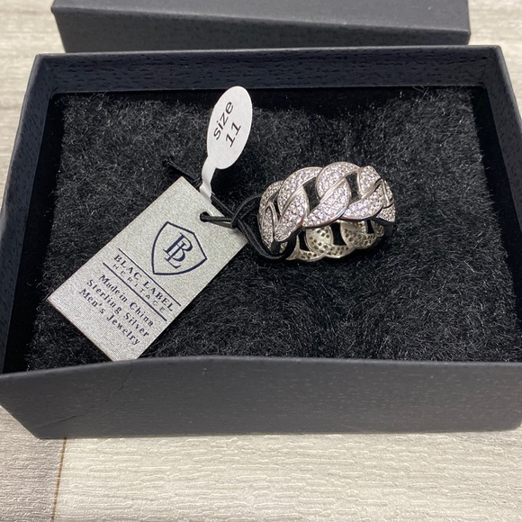 Sterling Silver 925 CZ Diamond Cuban Link Ring - Picture 4 of 7